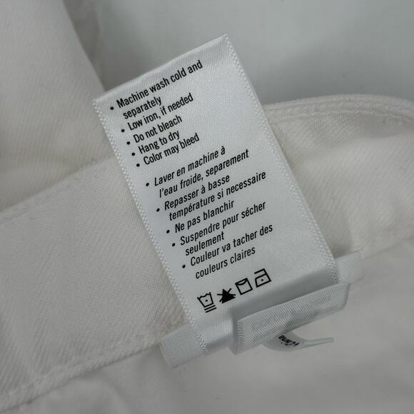 Paige Denim Aideen Skirt SZ 30 White Jean Cotton Lyocell Distress Raw Hem Button - Picture 15 of 16